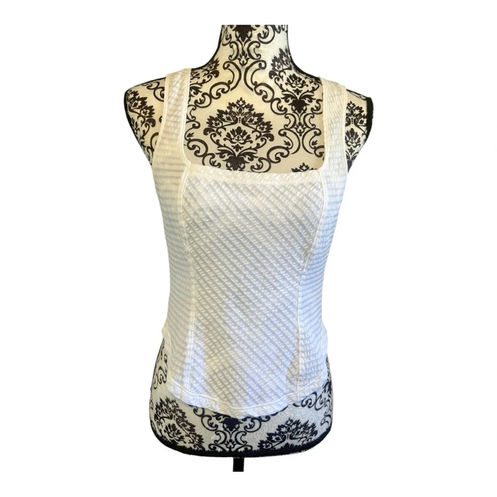 MAEVE White Textured Sleeveless Square-Neck Tank Top - Picture 1 of 7